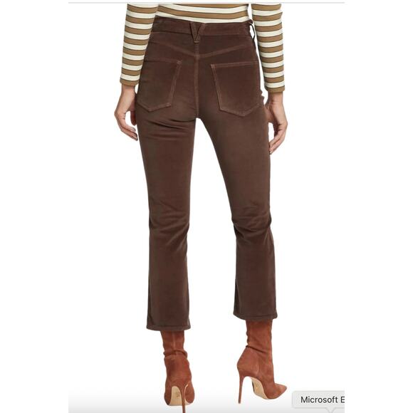 Veronica Beard Carly Kick Flare High Rise Chocolate Brown Corduroy Jean 32 - Picture 2 of 9